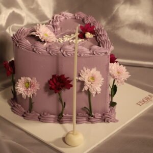 Çiçekli Mor Doğum Günü Pastası "Hello 34"