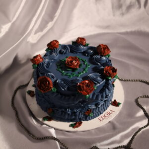 Gece Mavisi Vintage Güllü Pasta