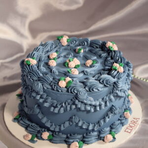 Toz Mavi Vintage Bahçesi Pastası